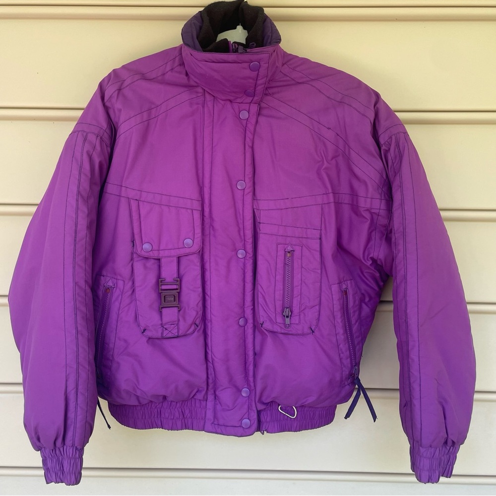 VTG Kitzbuhel Long Sleeve Snap Button Winter Ski Jacket Purple Women M Warm Coat